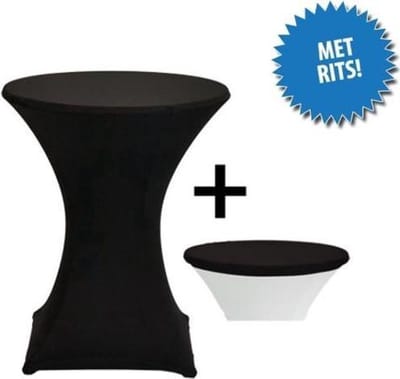 Cover Up Statafelrok Stretch, met rits - Ø80-85cm - Incl. Topcover - Zwart
