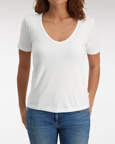 Claesen's® - Dames Loose Fit V Neck T shirt 100% Cotton - Wit - 100% Katoen