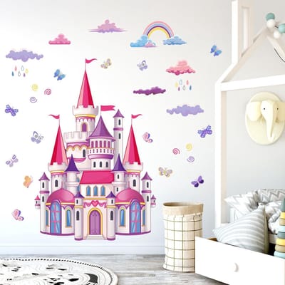 Dailygoods- Muurstickers Feeënslot - Muurstickers Meisjeskamer - Decoratieve Muurstickers - Muurstickers Kinderkamer - Muurstickers Slaapkamer - Veilig en Niet Giftig - Wanddecoratie