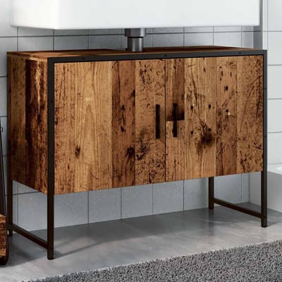 vidaXL - Badkamerkast - 80x33x60 - cm - bewerkt - hout - oud - houtkleurig