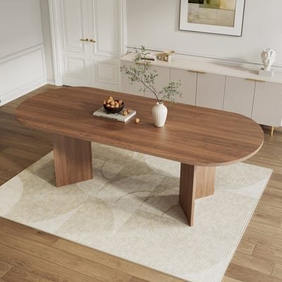 MODENUIT Eettafel - Uitschuifbaar Met Afgeronde Hoeken - Voor Eetkamer En Gezinsmaaltijden - MDF - 160/200x90 Cm - Walnoot
