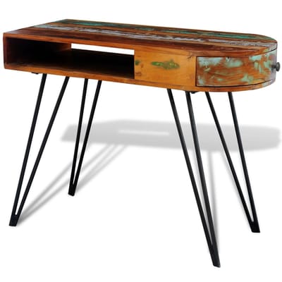 vidaXL - Bureau - met - ijzeren - poten - massief - gerecycled - hout