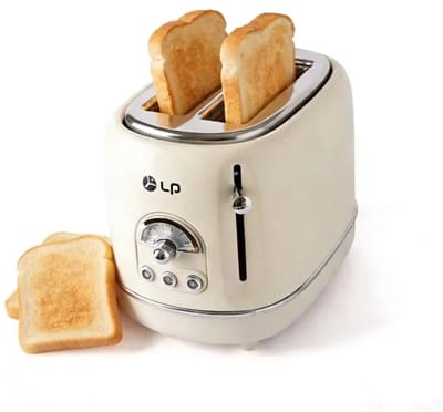 ECTEATOY® Broodrooster 2 Brede Sleuven - Retro Toaster met 6 Standen - Roestvrij Staal (RVS) - Ontdooifunctie - Beige