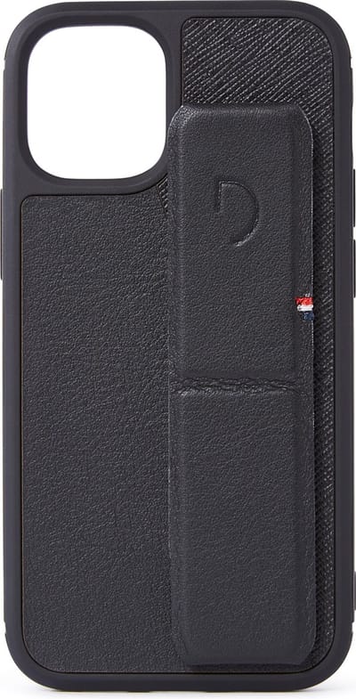 DECODED Leren Back Cover - iPhone 12 Mini - Hoogwaardig Europees Leer - Hoesje met Standfunctie - Magnetische Technologie van Apple - Zwart