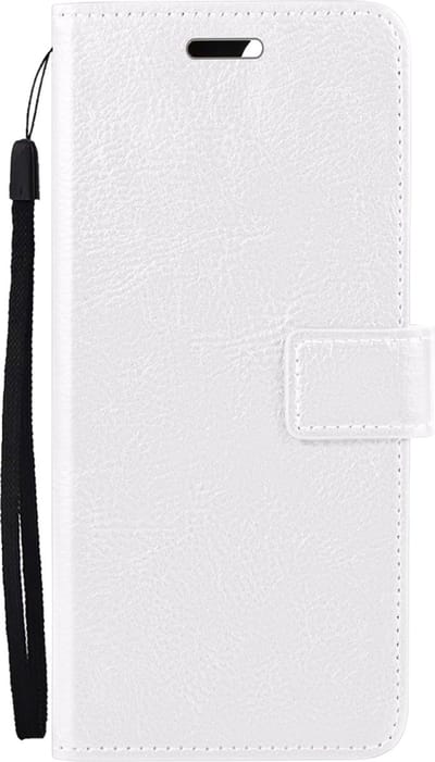 Hoes - Met Pasjeshouder - Geschikt voor OPPO A16 - Luxe Bookcase Portemonee - Flip Case - Kunstleer Book Case - Flipcase - Book Cover - Walletcase - PortemonneeHoes - Wit