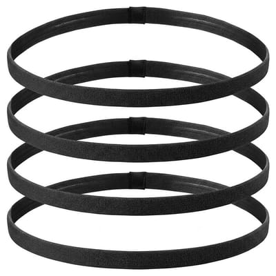 Zwarte elastische sport haarbanden – set van 4 stuks – unisex antislip haaraccessoires voor sport en dagelijks gebruik