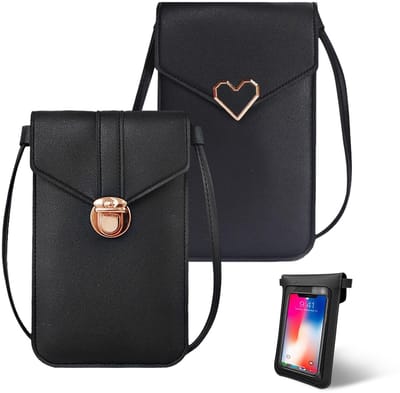 Dailygoods- Telefoon Tas - PU Leren Crossbody Tas - Mini Lichtgewicht Tas - Mobiele Telefoon Tas - Fashionabele Schoudertas - Transparante Venster met Touchscreen
