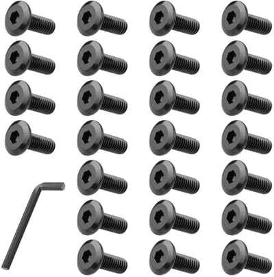25 Stuks M6 Zwarte Hex Socket Schroeven Set, RVS Cilinderschroeven met Inbussleutel, Volledige Draad, Duurzaam en Roestvrij