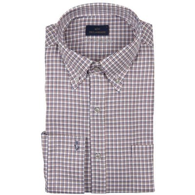 Paul & Shark Overhemd Silver Cotton Satin Check Bruin / male
