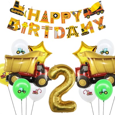Snoes Cijfer Ballon Nummer 2 - Vrachtwagen - Mega Vrachtwagen set Ballonnen Feestdecoratie - Helium Ballon - Kinderen