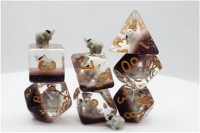 Foam Brain Games dobbelstenen set olifant voor RPG spellen en DnD.