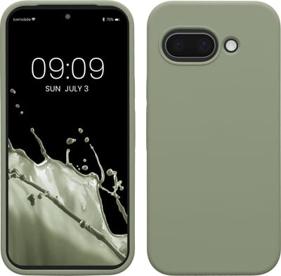 kwmobile telefoonhoesje geschikt voor Google Pixel 9a - Hoesje met siliconen coating - Smartphone case in grijsgroen