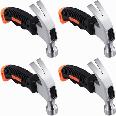 Set van 4 kleine klauwhamers van 8oz met antislip handvat voor houtbewerking, kamperen en thuisreparaties