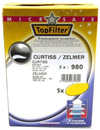 Set van 5 stofzuigerzakken compatibel met Zelmer en Curtiss TopFilter