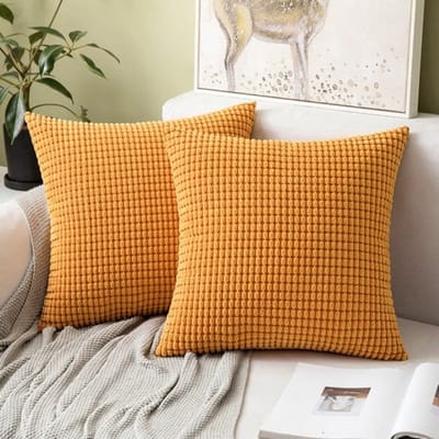 Zachte effen corduroy kussensloop - decoratief en vierkant - groot