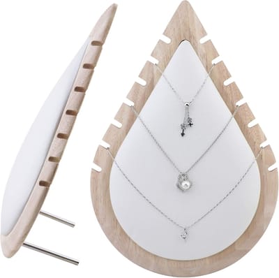 Sieraden Display - Juwelen Houder - Winkel Presentatie - Natuurlijk Bamboe Materiaal - 2 Laden - Wit