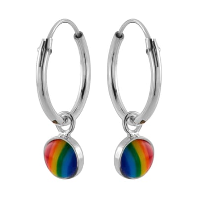 WeLoveSilver - oorbellen 925 zilver - oorringen met regenboog hanger