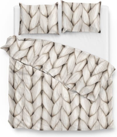 Zohome Dekbedovertrek Ayah - Bedlinnen met Breiwerk print - 200x220 - Natural - Dekbedhoes van 100% Katoen-Flanel