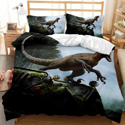 Dinosaurus Beddengoed Set Jura Tijdperk Tyrannosaurus Rex Dekbedovertrek Set Kinderen Jongens Queen King Volledig Tweepersoons Wit Polyester Dekbedovertrek 70x133cm 2pcs