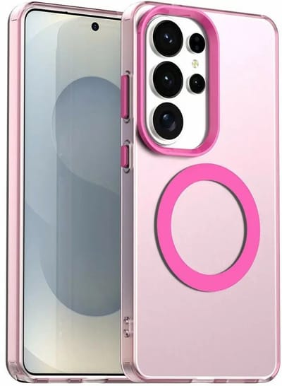 MagSafe Compatibel Backcover Hoesje Geschikt voor Samsung Galaxy S26 Ultra - Roze & Semi-Transparant Design - Stijlvol & Goede Bescherming