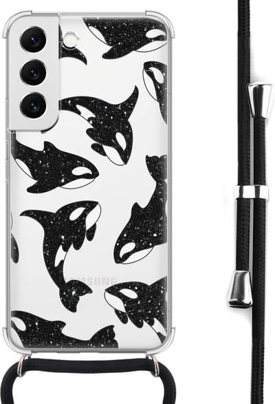 Hoesje met koord geschikt voor Samsung Galaxy S22 - Orka - Inclusief koord - Crossbody beschermhoes - Transparant, Transparant - Mooie Telefoonhoesjes