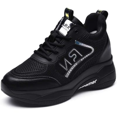 Damesschoenen Herfst Nieuwe Mode Dunne Schoenen Dames Vliegend Geweven Papa Schoenen Dikke Zool Mode Casual Sneaker Dames 40 zwart