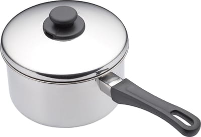 Extra diepe kookpan met deksel geschikt voor inductiekookplaten, roestvrij staal, zilver, 1 cm