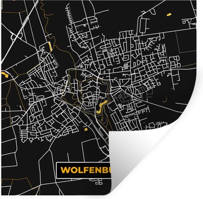 Muurstickers - Sticker Folie - Goud – Duitsland – Plattegrond – Gold – Stadskaart – Kaart – Wolfenbüttel - 100x100 cm - Plakfolie - Muurstickers Kinderkamer - Zelfklevend Behang XXL - Zelfklevend behangpapier - Stickerfolie