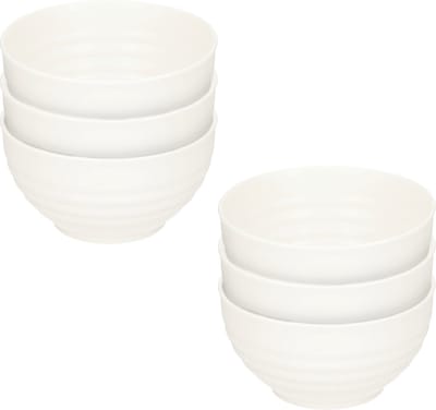 Plasticforte Kommetjes/schaaltjes - 6x - dessert/ontbijt - kunststof - D13 cm - Ivoor wit