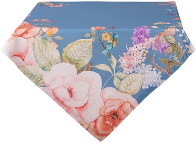 Clayre & Eef Tafelkleed 100x100 cm Blauw Katoen Bloemen