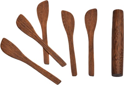 6-delige set - 5 dumplingmessen + 1 deegroller - Gemaakt van kippenvleugelhout - Ongeverfd en onbewerkt - Gereedschap voor het maken van dumplings - 16*2,5 cm - Donkerbruin