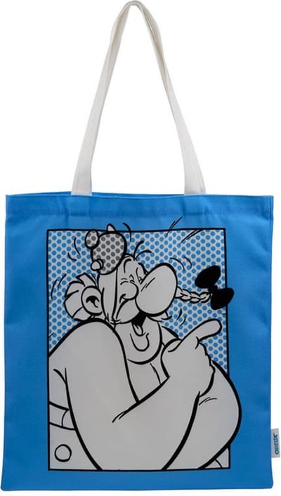 Boodschappentas Obelix - Blauw - Zwart&Wit Afbeelding - 40x39cm