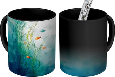 Magische Mok - Foto op Warmte Mokken - Koffiemok - Waterplanten - Vissen - Kleurrijk - Water - Magic Mok - Beker - 350 ML - Theemok