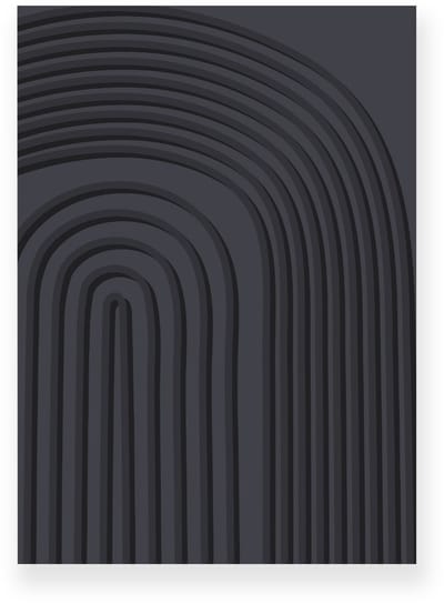 Poster 20x30 cm - Organische Lijnen - Donkergrijs - Minimalistisch - Japandi - Muurdecoratie - Wanddecoratie