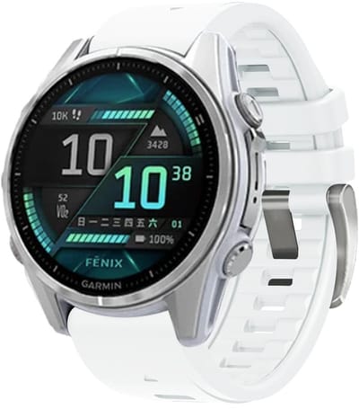 By Qubix - Geschikt voor Garmin bandje - 20mm Quickfit - Siliconen bandje - Wit - Geschikt voor Garmin Fenix 8 - 43mm