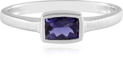 Cavill - Elegante Smalle Ring 925 Sterling Zilver - 0,715 ct Antiek Geslepen Ioliet - Matte Afwerking - Duurzaam Bezelzetting - Tijdloos Design