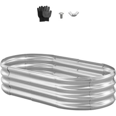 VEVOR Verhoogd Tuinbed, Metaal, 1200x600x290 mm, Plantbed, Groentebed, Plantenbak met Open Bodem & Afgeronde Randen, Bloembed, Kruidenbed, Ideaal voor Groenten, Bloemen, Kruiden & Vetplanten, Ovaal