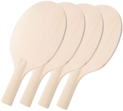 Dailygoods- Tafeltennisbatjes Set van 4 - Houten Racket om te Beschilderen - DIY Peddel - Afmetingen 25,5 x 15 x 2 cm - Beige Onbewerkt - Geschikt voor Spelers - Peddels