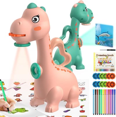 RVV® Tekenprojector - Kinder Tekenprojector - Tekenprojector Kinderen -Dinosaurus - Roze- 22cm x 15cm x 10cm