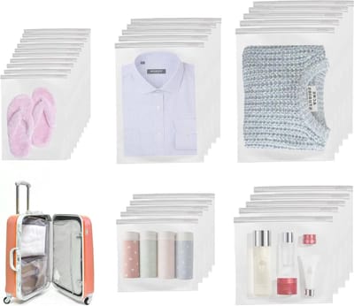 30 Stuks Kledinghoezen, Plastic Tas voor Kleding, Reiszakken met Rits voor Kleding, Schoenen en Cosmetica