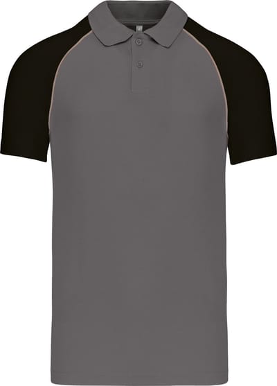 Herenpolo 'Baseball' korte mouwen Slate Grey/Black - M