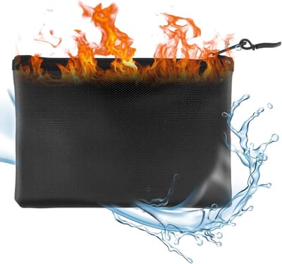 Waterdichte en brandwerende documententas, praktische tas voor waardevolle spullen, 20.5 x 13.5 cm, ideaal voor paspoorten, geld en sieraden, veilig en duurzaam