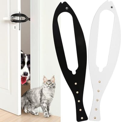 2-delige kattenluikbeugel, beugel voor scheidingsdeur voor huisdieren, geen boren nodig met veerslot