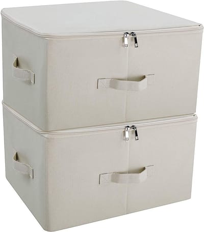 Vouwbare Opbergdozen met Deksel, Opbergcubes voor Kleding en Speelgoed, Beige, Set van 2