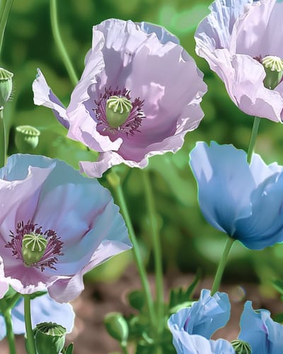 2 sets - Blauwe Papaver Zaden Eenjarig Decoratief 90 Cm Hoogte