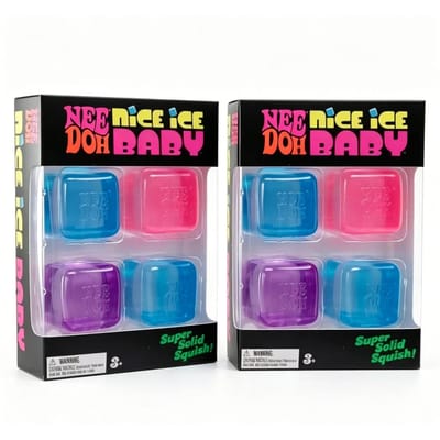 Needoh Teenie Nice IJsblokje Fidget Speelgoed Mini 4-Pack Set Langzame Terugslag Squishy Speelgoed Stressverlichter Fidget Voor Feestbedankjes Cadeaus black