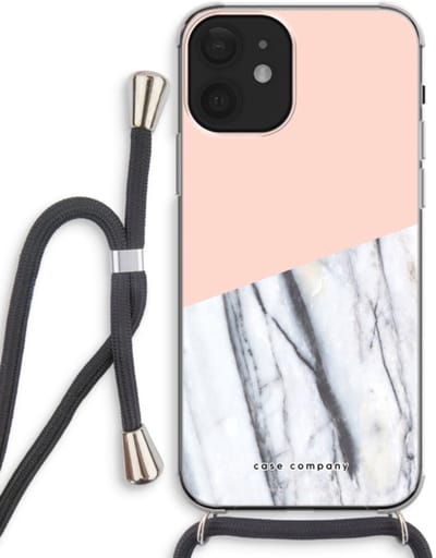 Case Company® - Hoesje met koord geschikt voor iPhone 12 hoesje met Koord - A touch of peach - Telefoonhoesje met Zwart Koord - Bescherming aan alle Kanten en Over de Schermrand