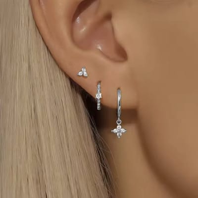 Oorbellen Set - 3 stuks - Kleur: Zilver - Luxe Oorbellen - Incl. Cadeauverpakking - Oorhangers / Oorring / Oorknopjes - Hoge Kwaliteit RVS - Stainless Steel / Roestvrijstaal - Verkleurt Niet - Oorbellen Set - Oorbellen Vrouwen / Dames