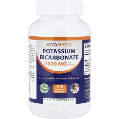Vitamatic, bicarbonate de potassium, 240 gélules végétales (510 mg par capsule)