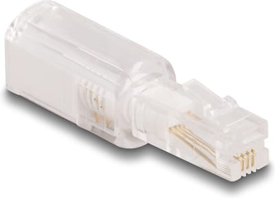 Delock Telephone Cable Anti-Twist Adapter RJ10 plug to RJ10 jack transparent / white